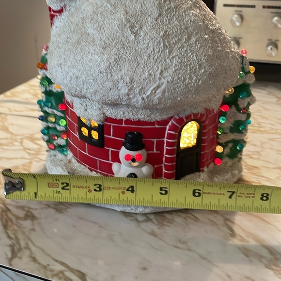 VTG 60’s Ceramic Christmas Table Light Project Piece Santa Snowman Round House - Picture 9 of 12